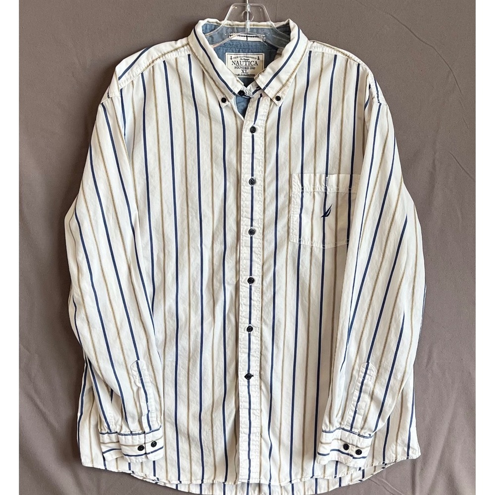 Nautica Mens Long Sleeve Button Down Shirt Size XL